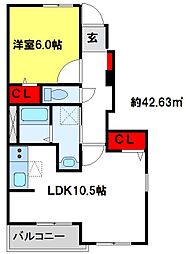 クァイエット　リブ 1階1LDKの間取り