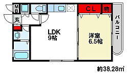 パークヒル城 2階1LDKの間取り