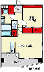 エルヴィータ 1LDKの間取図画像