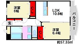 ホープ花屋敷 2LDKの間取図画像