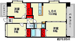 フェニックス福岡南 3LDKの間取図画像