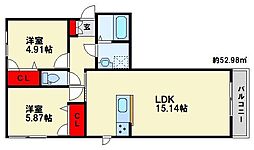 セントリビエK 2LDKの間取図画像