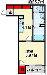 PLATINUMHILLSR 1Kの間取図画像