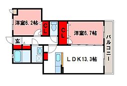 ウィル 2LDKの間取図画像
