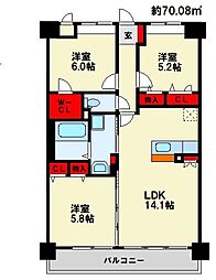 シグレア下大利 3LDKの間取図画像