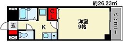 フローラル下大利 1Kの間取図画像