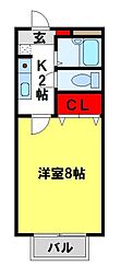 メゾンフルールC 1Kの間取図画像