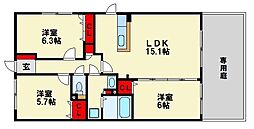 サンライトキャッスル 3LDKの間取図画像