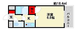マンションキャッスル 1Kの間取図画像