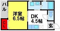 プルシア都府楼駅前 1DKの間取図画像