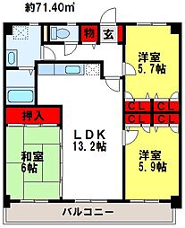 カサグランデ筑紫 3LDKの間取図画像