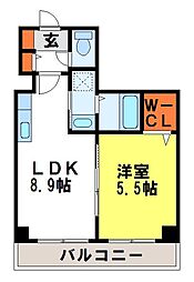 アルブル・ヴィラージュ 1LDKの間取図画像