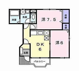 セレッソ　プラーサ 1階2DKの間取り