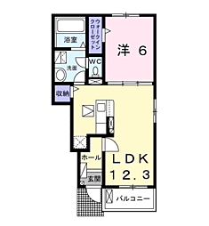 タートルヒルズ5ｔｈ 1階1LDKの間取り