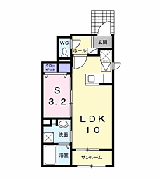 アバンツァートII 1階1LDKの間取り