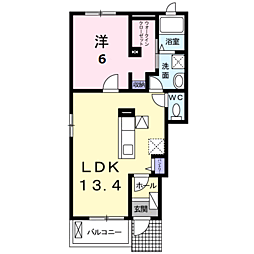 グランド　ソレイユI 1階1LDKの間取り