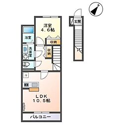 エタンセル 2階1LDKの間取り