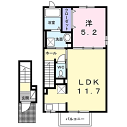 ベイサイド．ヒロ　Ａ 2階1LDKの間取り