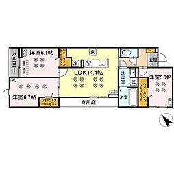 D-KISARIA　WI 1階3LDKの間取り