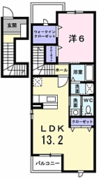 フォーレ　ドュ　アンジュ 2階1LDKの間取り