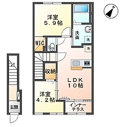 レナレジデンス 2LDKの間取図画像
