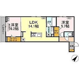 D-ROOM小久保 2LDKの間取図画像