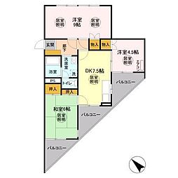 コモンシティハイツA 3DKの間取図画像