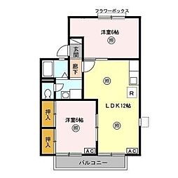エクレール五井西A 2LDKの間取図画像