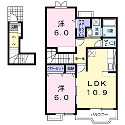 ソレイユルヴアンC 2LDKの間取図画像