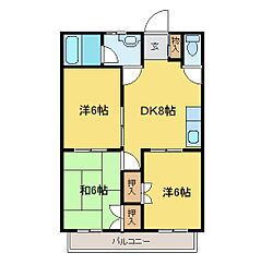 パール青葉台 3DKの間取図画像