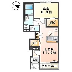 ポローニア 1LDKの間取図画像