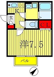 セピアコート 1階1Kの間取り