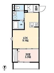 Bearwood Lakes市川大野 2階1LDKの間取り