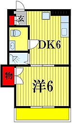 第1山田ビル 4階1Kの間取り