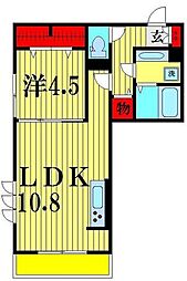 コンフォート　リリィ 2階1LDKの間取り