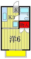 メゾンエクシード 2階1Kの間取り