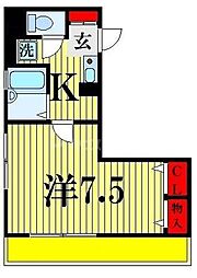 シャレー馬橋 2階1Kの間取り