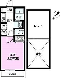 グランカスケードみのり台 2階1Kの間取り