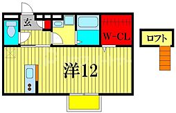 ルミエール 2階1Kの間取り
