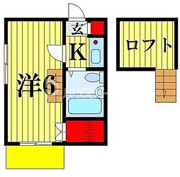 北松戸第7レジデンス 1階1Kの間取り