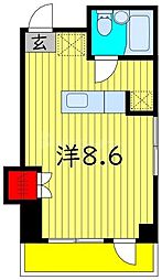 メゾン・ドゥ・ソレイユ 2階ワンルームの間取り