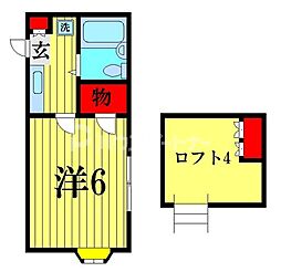 コスモ六実東 1階1Kの間取り
