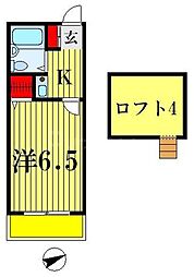 ＷＩＮＧ北松戸 1階1Kの間取り