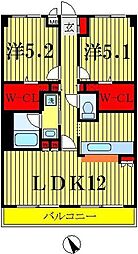 フレールIII 4階2LDKの間取り