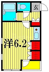 オリバーハウス1 2階ワンルームの間取り