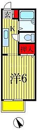 ジュネスM 2階1Kの間取り