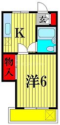 ジュネパレスコスギ 1階1Kの間取り