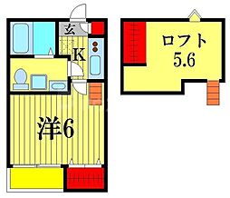スリジエ松戸 2階1Kの間取り