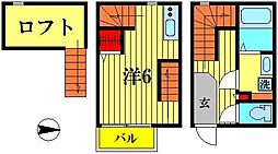 メゾネットみのり台 2階ワンルームの間取り