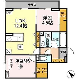 セレミュウ 2階2LDKの間取り